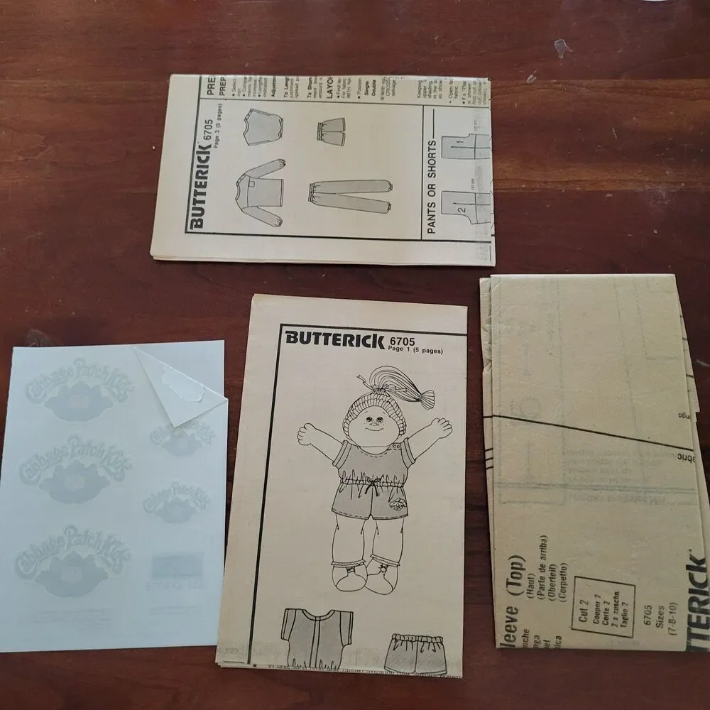 6705 Vintage Cabbage Patch Sewing Pattern Clothes Butterick